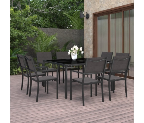Juego de comedor de jardín 9 piezas acero