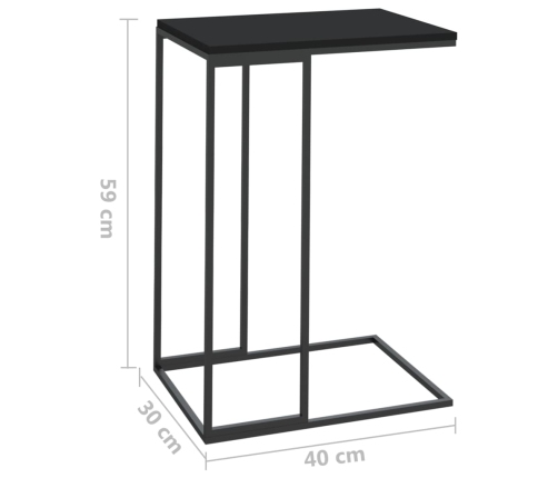 Mesa auxiliar de madera contrachapada negro 40x30x59 cm