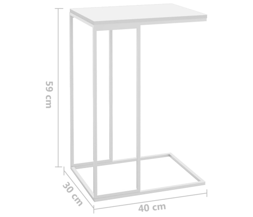 Mesa auxiliar de madera contrachapada blanco 40x30x59 cm