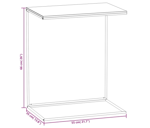 Mesa auxiliar de madera contrachapada negro 55x35x66 cm