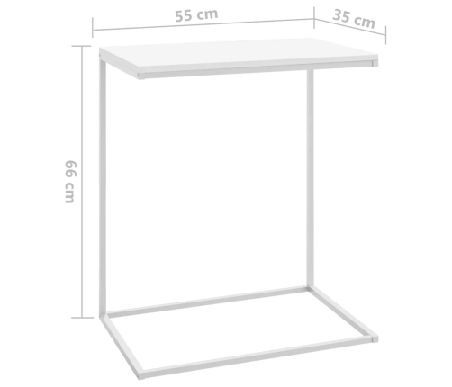 Mesa auxiliar de madera contrachapada blanco 55x35x66 cm