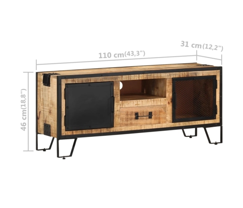 vidaXL Mueble para TV de madera maciza de mango rugosa 110x31x46 cm