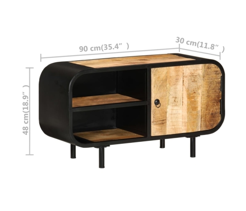 Mueble para TV de madera maciza de mango rugosa 90x30x48 cm