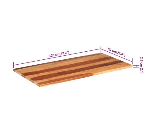 Tablero de mesa madera maciza de acacia 120x60x(2,5-2,7) cm