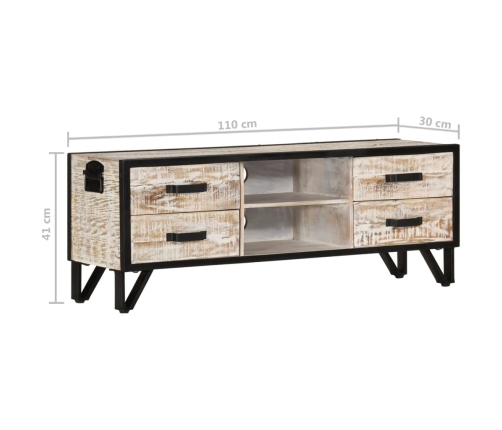 Mueble de TV de madera maciza de acacia 110x30x41 cm