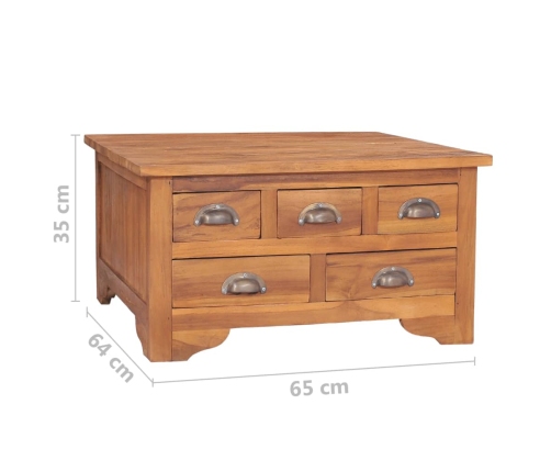 vidaXL Mesa de centro con tapa abatible madera maciza teca 65x64x35 cm