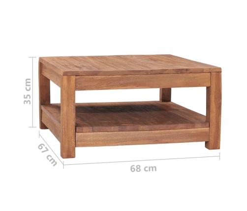 Mesa de centro de madera maciza de teca 68x67x35 cm