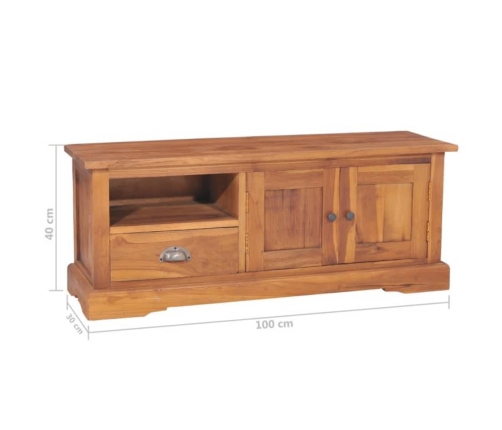 Mueble para TV madera maciza de teca 100x30x40 cm