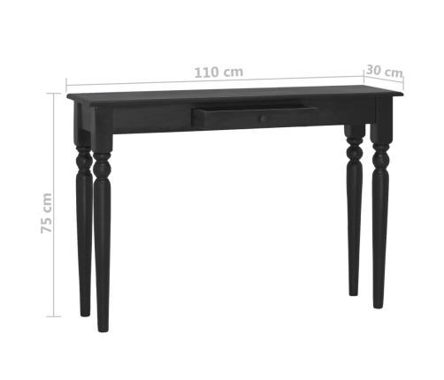 Mesa consola de madera maciza de caoba negro claro 110x30x75 cm