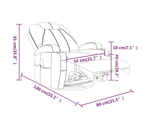 Sillón de masaje mecedora de cuero sintético gris antracita