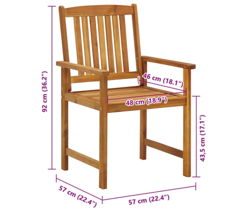 vidaXL Sillas de jardín 6 unidades madera maciza de acacia