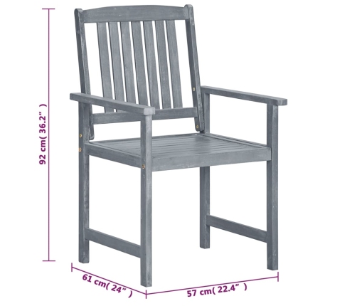 Sillas de jardín con cojines 8 uds madera maciza de acacia gris
