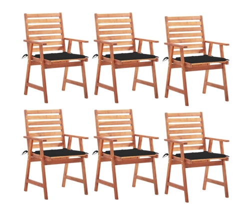 Sillas comedor de jardín y cojines 6 uds madera maciza acacia