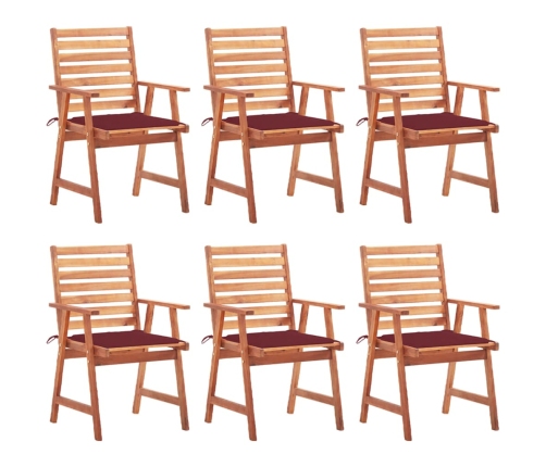 Sillas comedor de jardín y cojines 6 uds madera maciza acacia