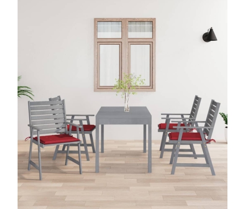 Sillas de comedor jardín con cojines 4 uds madera maciza acacia