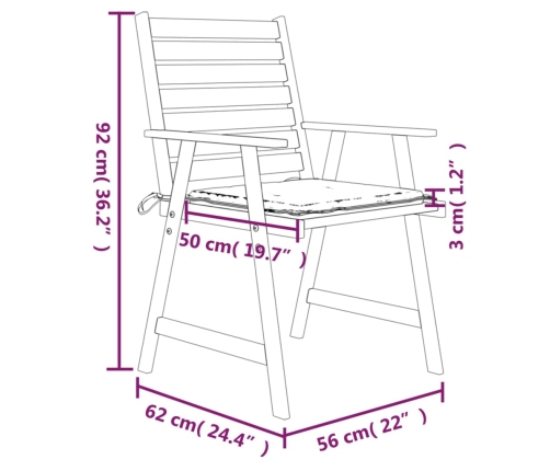 Sillas de comedor jardín con cojines 4 uds madera maciza acacia
