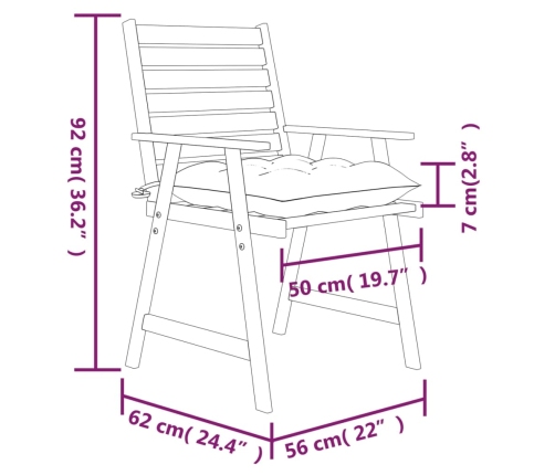 vidaXL Sillas de comedor jardín con cojines 4 uds madera maciza acacia