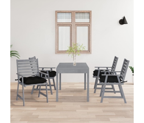 vidaXL Sillas de comedor jardín con cojines 4 uds madera maciza acacia