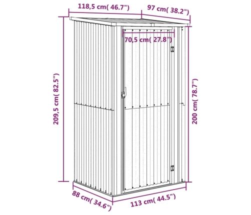 Cobertizo de jardín acero galvanizado verde 118,5x97x209,5 cm