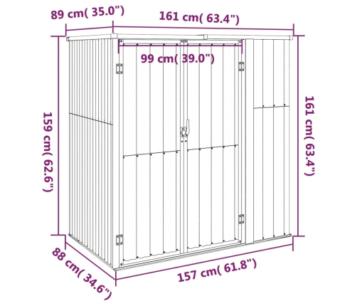 Cobertizo herramientas jardín acero galvanizado 161x89x161 cm