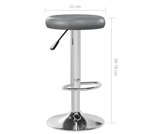 Taburetes de cocina 2 unidades cuero sintético gris