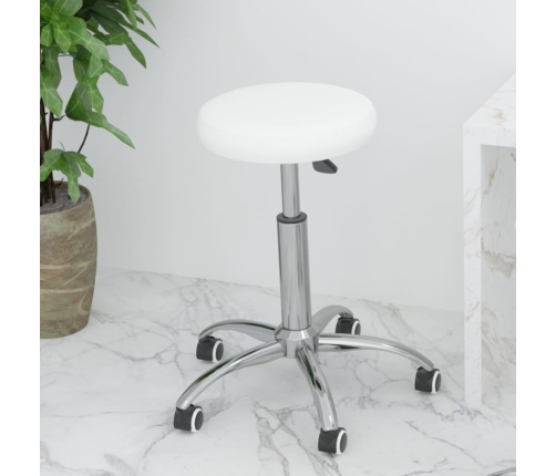 Silla de oficina giratoria de cuero sintético blanco