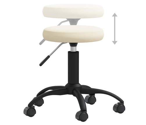 Silla de oficina giratoria de terciopelo crema