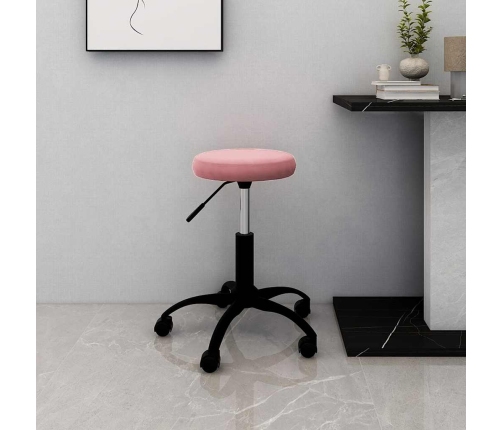 Silla de oficina giratoria de terciopelo rosa