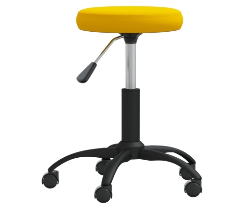 Silla de oficina giratoria de terciopelo amarillo mostaza