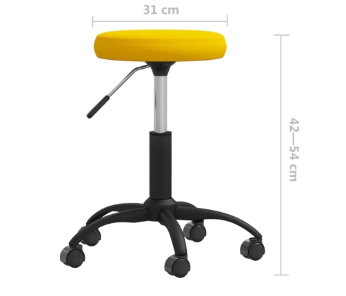 Silla de oficina giratoria de terciopelo amarillo mostaza