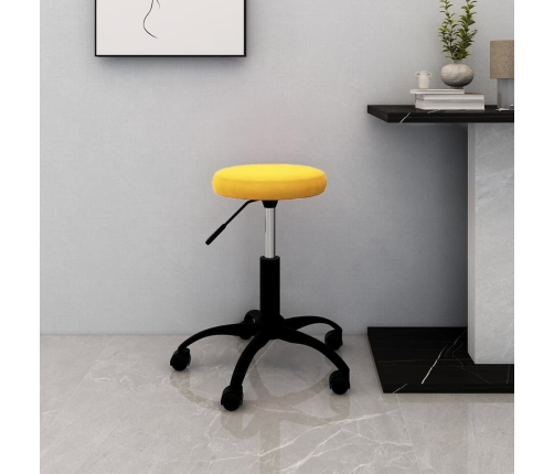 Silla de oficina giratoria de terciopelo amarillo mostaza