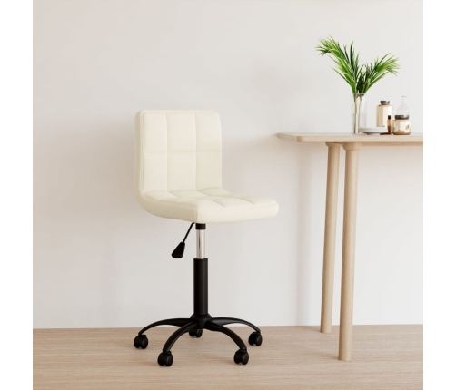 Silla de oficina giratoria de terciopelo crema