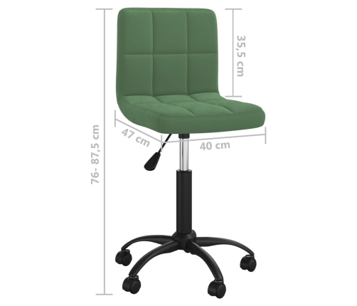 Silla de oficina giratoria de terciopelo verde oscuro