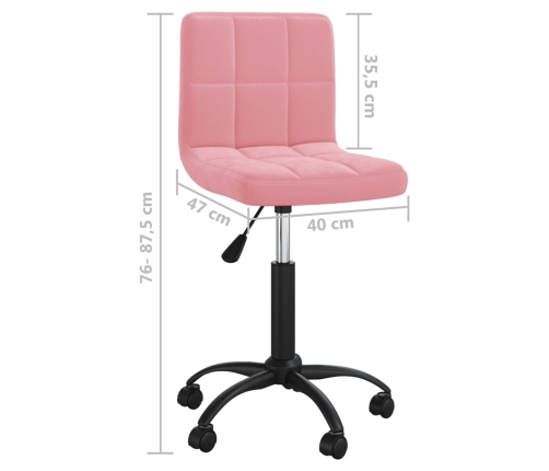 Silla de oficina giratoria de terciopelo rosa