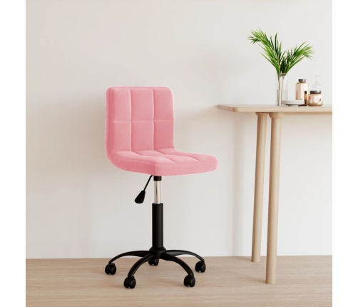 Silla de oficina giratoria de terciopelo rosa