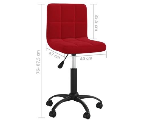 Silla de oficina giratoria de terciopelo rojo tinto