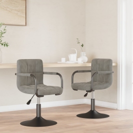 Sillas de comedor giratorias 2 uds de terciopelo gris claro