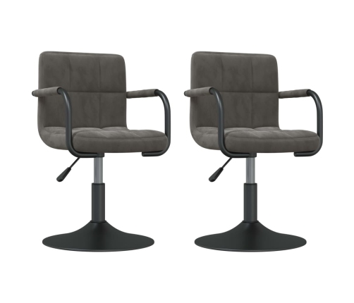 Sillas de comedor giratorias 2 unidades terciopelo gris oscuro