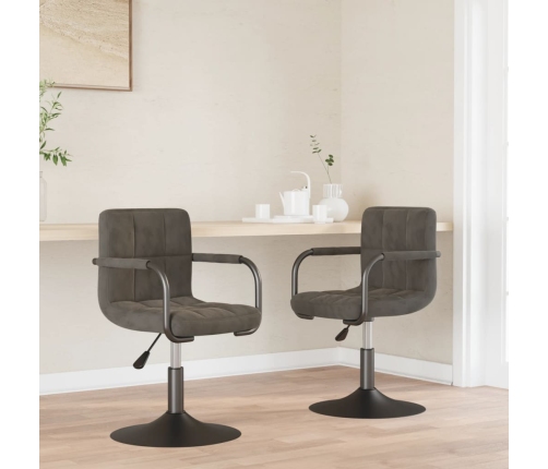 Sillas de comedor giratorias 2 unidades terciopelo gris oscuro