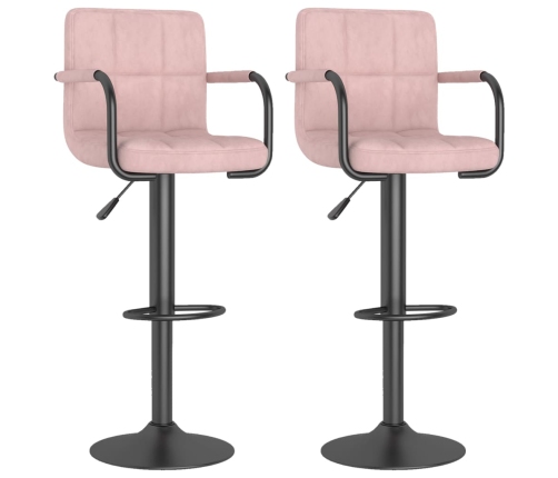 Taburetes de cocina 2 unidades terciopelo rosa
