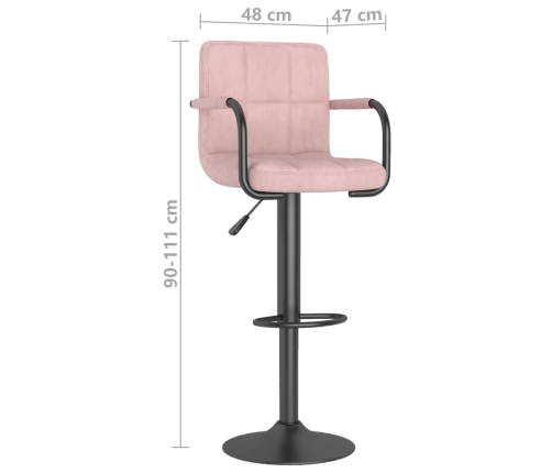 Taburetes de cocina 2 unidades terciopelo rosa