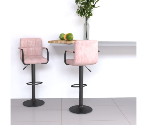 Taburetes de cocina 2 unidades terciopelo rosa