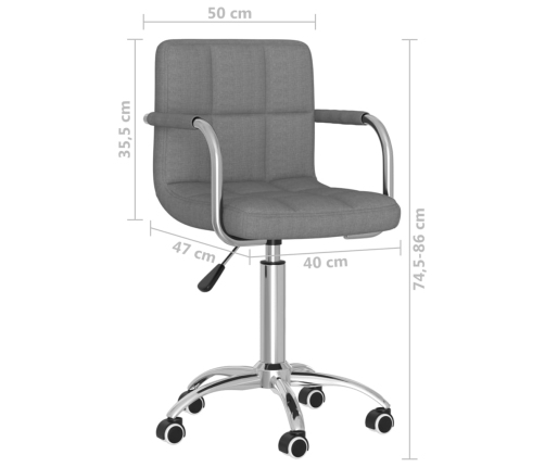 Silla de oficina giratoria de tela gris claro