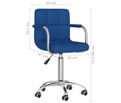 Silla de oficina giratoria de tela azul