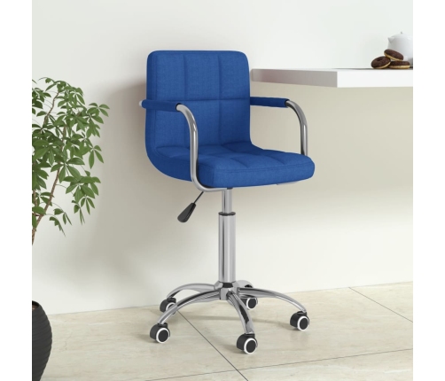 Silla de oficina giratoria de tela azul