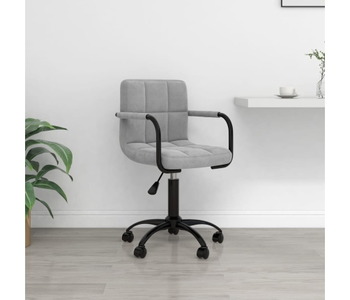 Silla de oficina giratoria de terciopelo gris claro