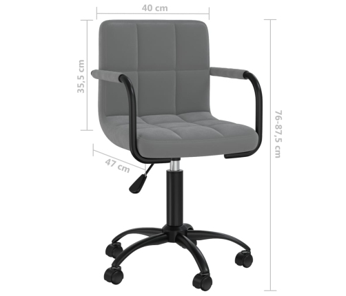 Silla de oficina giratoria de terciopelo gris oscuro