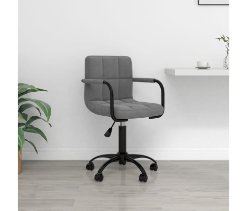 Silla de oficina giratoria de terciopelo gris oscuro