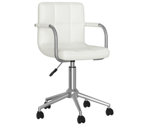 Silla de oficina giratoria de cuero sintético blanco