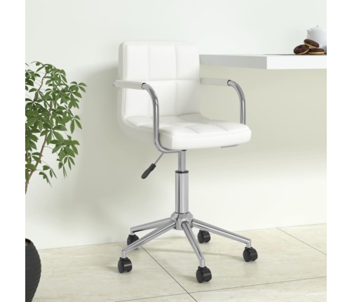 Silla de oficina giratoria de cuero sintético blanco